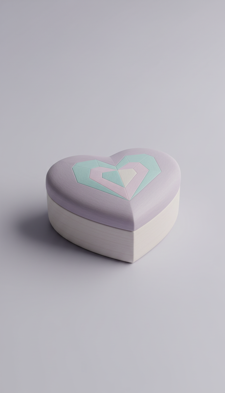 Heart motif wooden jewelry box